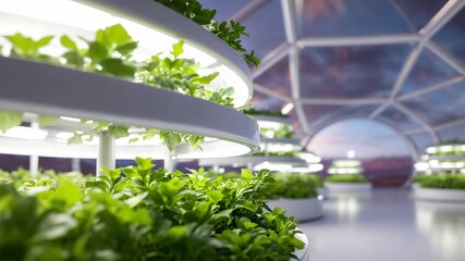 Detailed plant focus, Closeup of lush plants against blurred geodesic - Powered by Adobe
