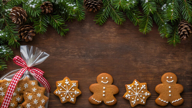 Share delicious homemade gingerbread cookies this season with a festive holiday background that evokes warmth, joy, and family time together - Powered by Adobe