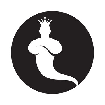 king genie logo vector illustration. Crown jin logo