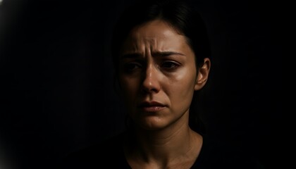 Fototapeta premium A Portrait Revealing Deep Emotional Pain Hidden Behind a Quiet, Somber Expression