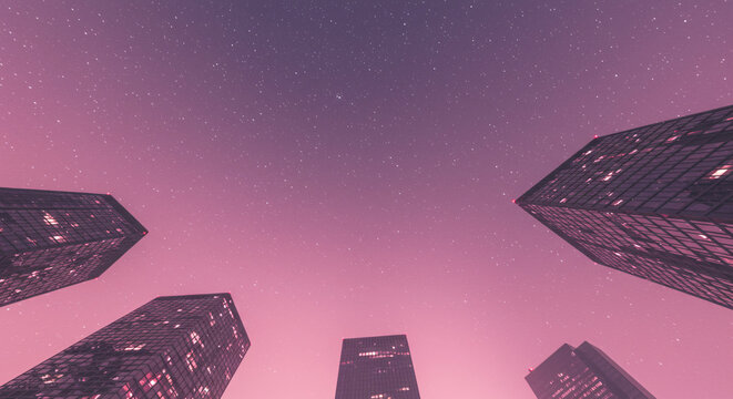 Pastel Night Skyline - Powered by Adobe
