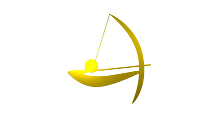 Golden 3D archery icon Minimalist 