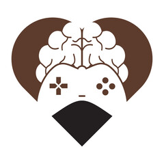 Brain game heart shape concept logo vector illustration.