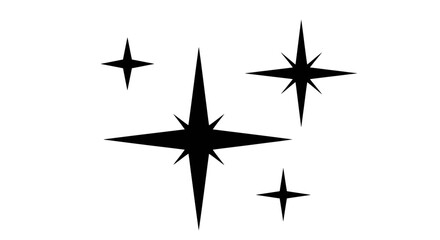 Illustration of four black starbursts isolated on a white background