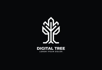Tree digital style Logo design for your company branding