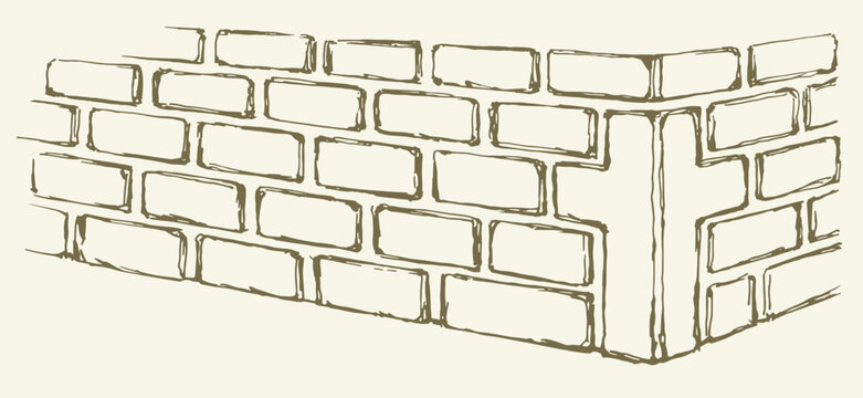 Vector drawing. Cornerstone at the base of the wall