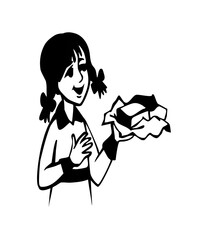 Vector illustration of a girl holding the butter