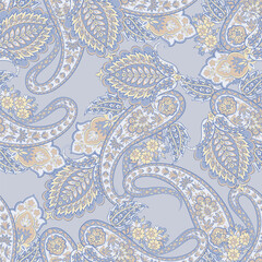 Vector seamless paisley pattern with decorative floral motifs. Ideal for textiles, wallpapers, gift wrapping, and stationery designs.