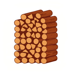 Illustration of Stacked Firewood on White Background

