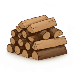 Neatly Stacked Pile of Firewood Illustration

