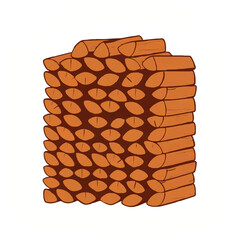Illustration of Stacked Firewood on White Background

