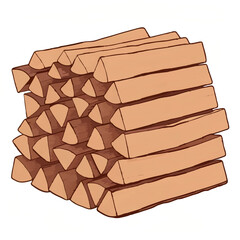 Neatly Stacked Pile of Firewood Illustration


