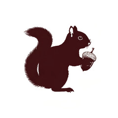Squirrel Holding Acorn Silhouette Illustration

