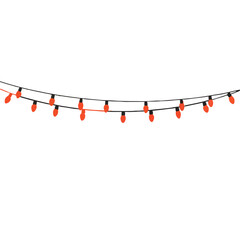 Hanging Red String Lights on White Background


