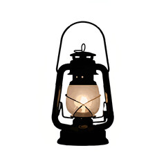 Vintage Oil Lantern Illuminates White Background

