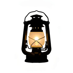 Vintage Oil Lantern Illuminates White Background

