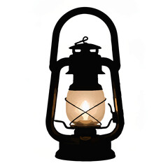 Vintage Oil Lantern Illuminates White Background


