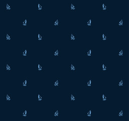 Minimalist sailboats boats nautical ships yacht vector seamless repeat pattern summer background Hand drawn illustration