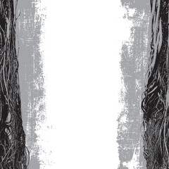 Naklejka premium Vector banner with a realistic tree, banyan or ficus, with roots and branches and space for text in a gothic style. Scary, magical, fairytale like, and mystical. For Halloween party design. No ai