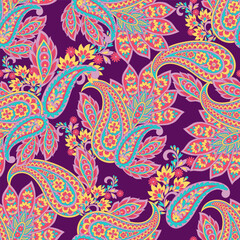 Vector Seamless Paisley Floral Pattern