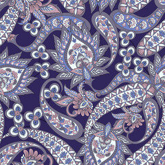 Vector textile print. Seamless Design for covers, fabrics, textiles, wrapping paper. Vector pattern Paisley Indian motifs and decorative floral elements