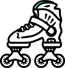 Roller skate boot icon with four wheel base for sport and leisure activity