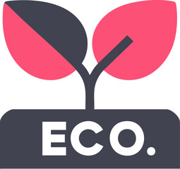 Eco plant logo with pink leaf symbol for environment and nature