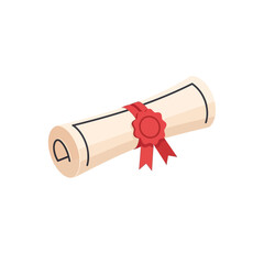 Diploma certificate icon tied with red ribbon