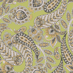 Trendy ethnic-style vector paisley pattern. Seamless Fashionable vector template for any design projects