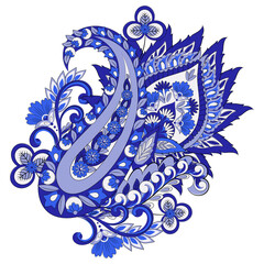 Paisley isolated. Card with paisley isolated for design. Floral vector pattern. Embroidery floral vector pattern.