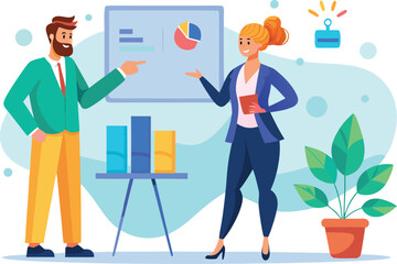 Business people presenting data analysis on whiteboard teamwork concept