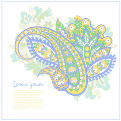 Paisley Floral oriental ethnic Pattern. Vector Damask Ornament