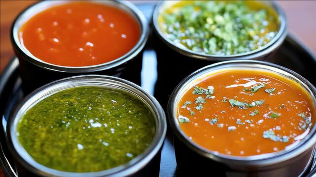 A variety of different types of sauce in jars.