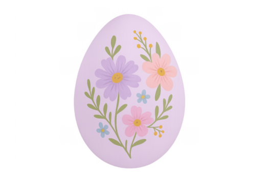 Pastel easter egg with floral decoration celebrating spring