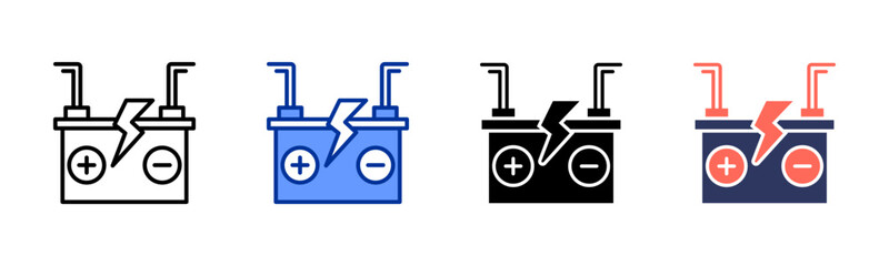 Energy Storage Battery icon sheet multiple style collection