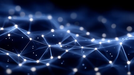 Abstract blue background with connecting dots and lines representing network connections