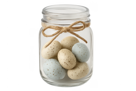 Jar of speckled pastel easter eggs candy