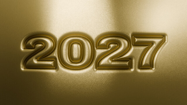 3d new year 2027 grainy gold emboss or relief