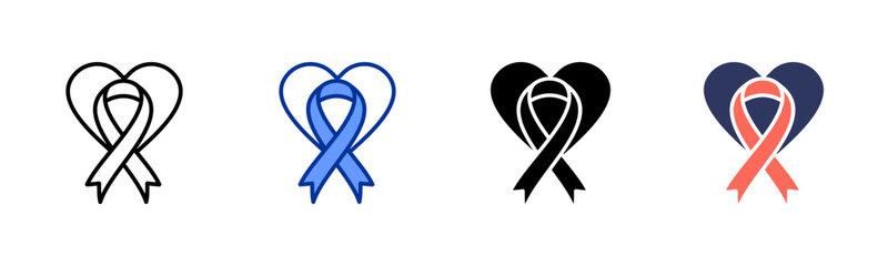 Cancer Ribbon icon sheet multiple style collection