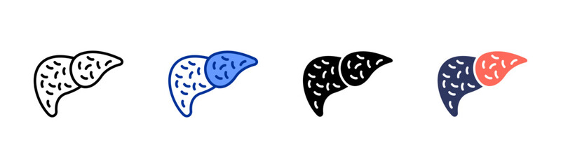 Liver Cirrhosis icon sheet multiple style collection