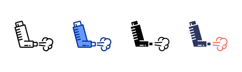 Asthma Inhaler icon sheet multiple style collection