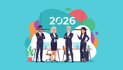 Professional business team planning 2026 strategy Corporate success goals and future vision