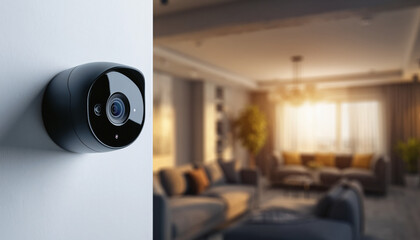 Sleek smart home security camera providing advanced surveillance for modern living spaces, ensuring peace of mind and protection within a contemporary interior design