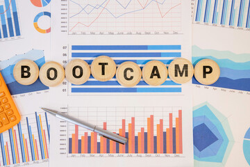 Bootcamp word concept on cubes.