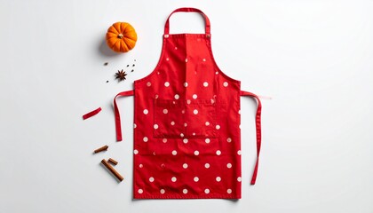 Polka Dot Kitchen Apron with Pumpkin and Cinnamon 