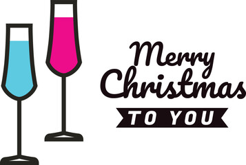 Festive Christmas toast with champagne wishes and holiday cheer graphic