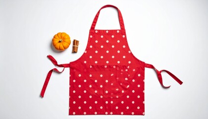 Polka Dot Kitchen Apron with Pumpkin and Cinnamon 