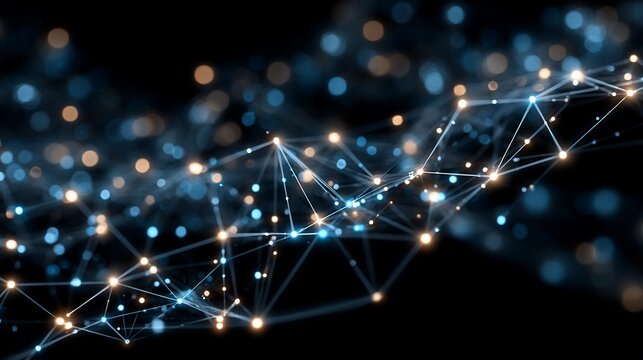 Abstract technological background with glowing nodes and lines network connection