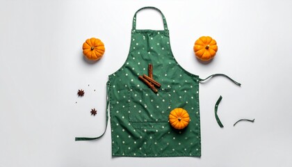 Polka Dot Kitchen Apron with Pumpkin and Cinnamon 