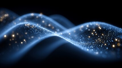 Abstract wavy light strings background with bokeh effects, perfect for wallpaper or technology